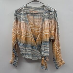We‎ The Free Multicolor Plaid Wrap Blouse